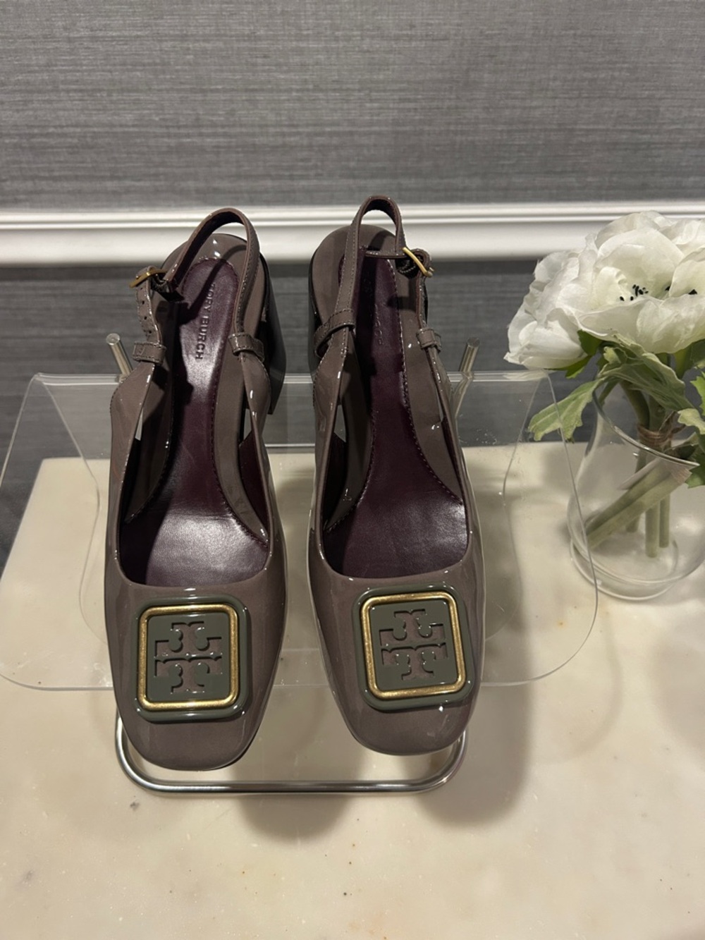 Tory Burch Georgia Patent-Leather Slingback Pumps